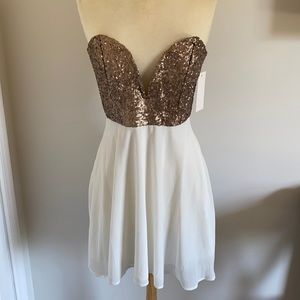 Sequin rose gold and cream dress